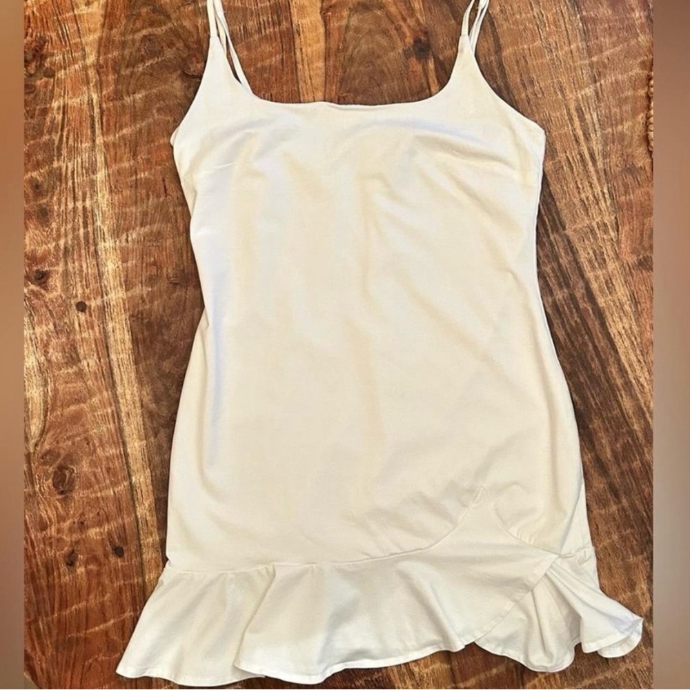 White Princess Polly Ruffle Hem Dress with adjustable straps